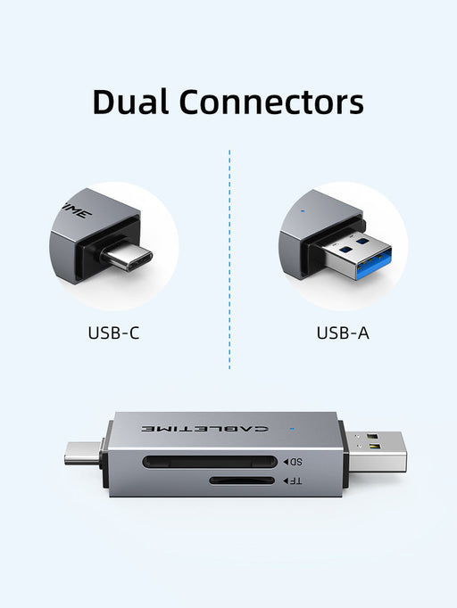 CABLETIME High Speed USB-C and USB 3.0 to SD / Micro SD Card Reader