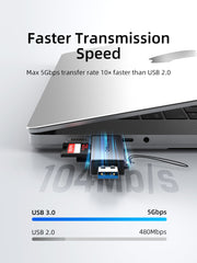 CABLETIME High Speed USB-C and USB 3.0 to SD / Micro SD Card Reader