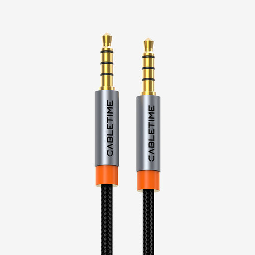 CABLETIME 3.5mm TRRS Male-to-Male Audio Cable with Microphone Support, 0.5m–5m