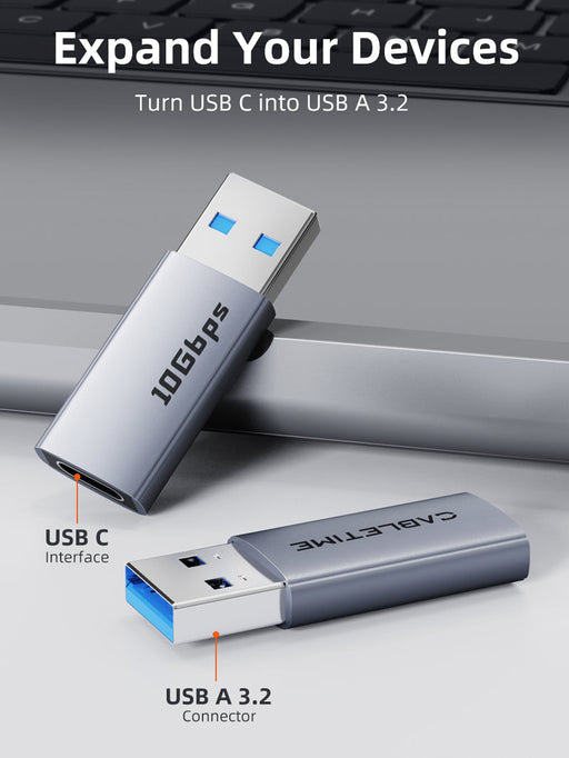 CABLETIME 10Gbps USB 3.2 Gen 2 Type A to Type C Adapter