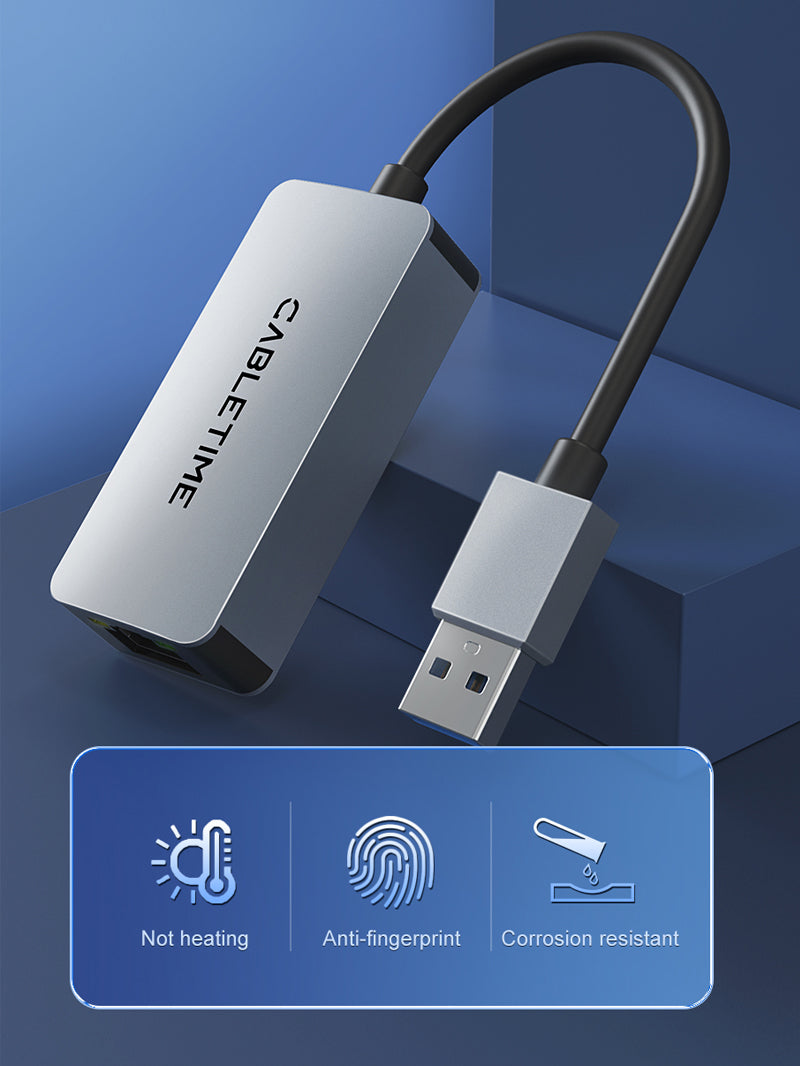 CABLETIME 2.5Gbps USB 3.0-A to RJ45 Ethernet Adapter