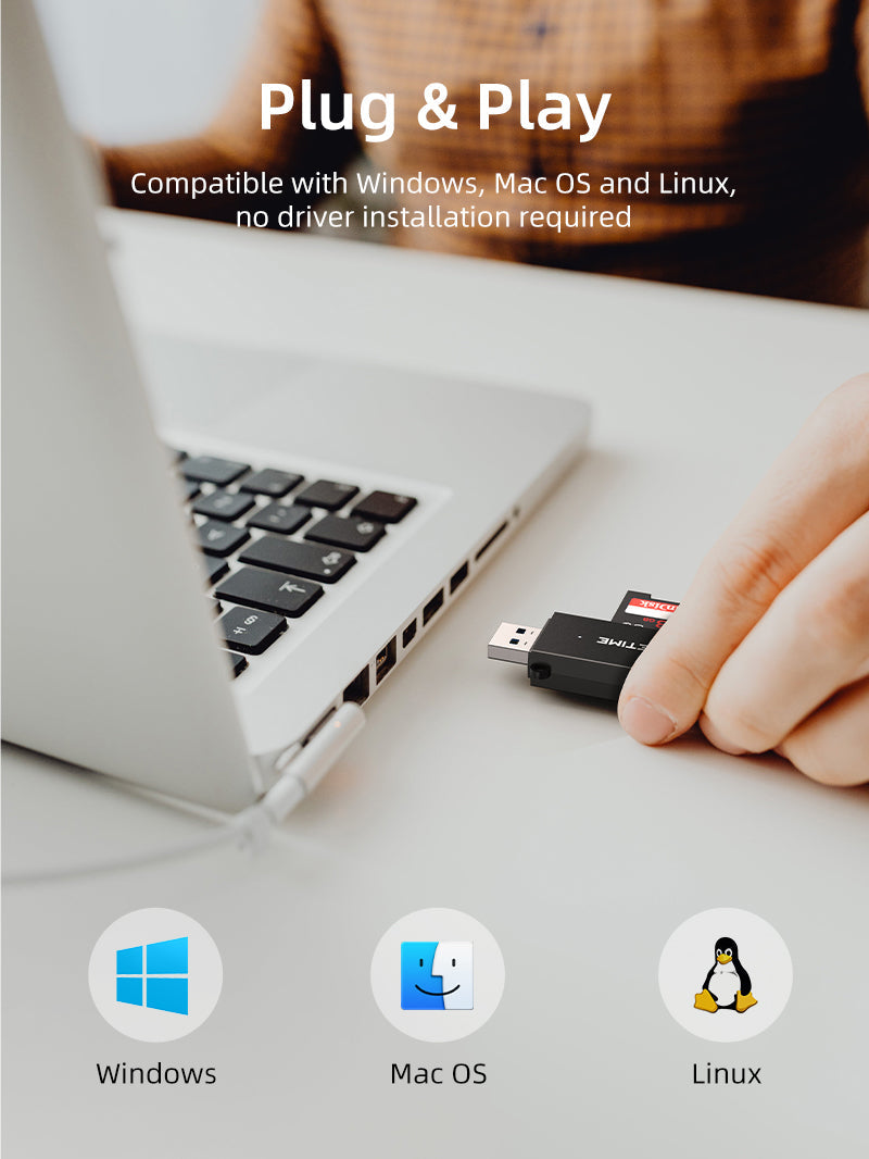 CABLETIME Portable USB 3.0-A to SD / Micro SD Card Reader