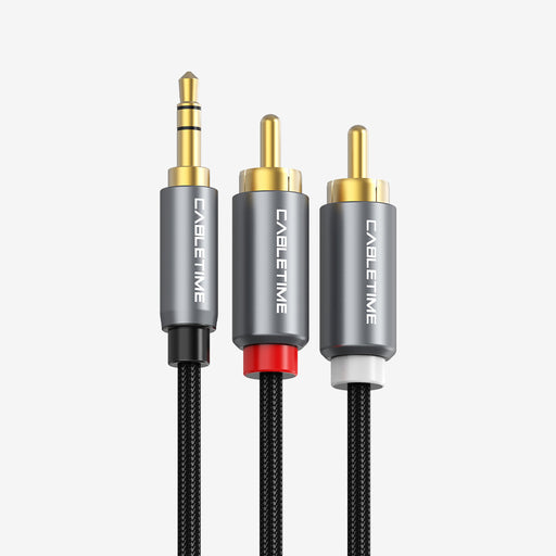 CABLETIME 3.5mm Male to Dual RCA Male Stereo Audio Cable, 1m–5m