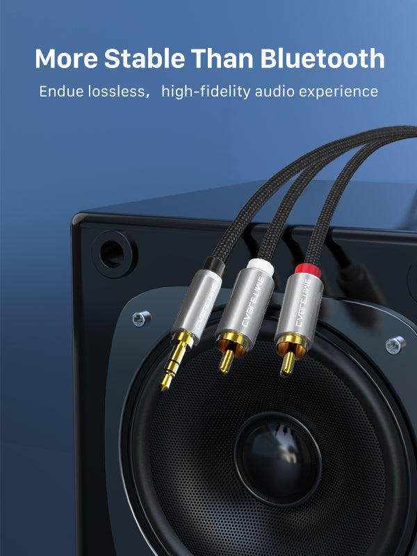 CABLETIME 3.5mm Male to Dual RCA Male Stereo Audio Cable, 1m–5m