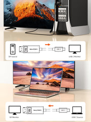 CABLETIME Bidirectional USB-C to DisplayPort 1.4 Cable, 8K@60Hz / 4K@144Hz, 1m–3m