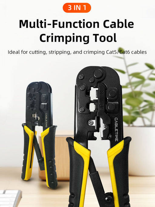 CABLETIME RJ45 Cat5 Cat6 Cable Crimping Tool for Ethernet & Telephone Cables