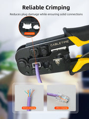 CABLETIME RJ45 Cat5 Cat6 Cable Crimping Tool for Ethernet & Telephone Cables