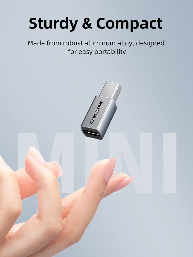 CABLETIME USB-C Female to USB-B Male Printer Adapter, 480Mbps