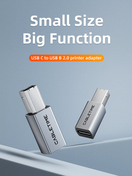 CABLETIME USB-C Female to USB-B Male Printer Adapter, 480Mbps