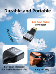 CABLETIME Bidirectional 8K Mini HDMI Male to HDMI Female Adapter