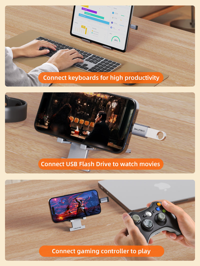 CABLETIME 10Gbps USB C 3.2 Male to USB A Female OTG Adapter for MacBook Pro
