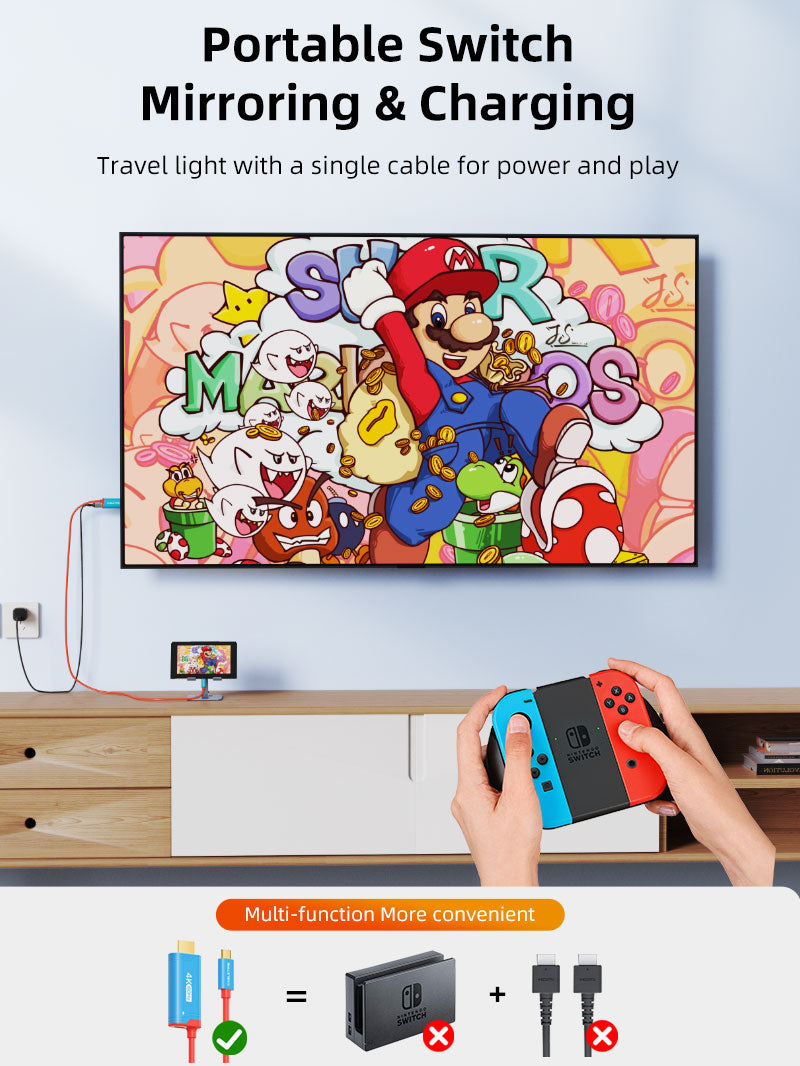 CABLETIME 4K60Hz USB C to HDMI Adapter Cable for Nintendo Switch 2 Mini Dock with PD100W
