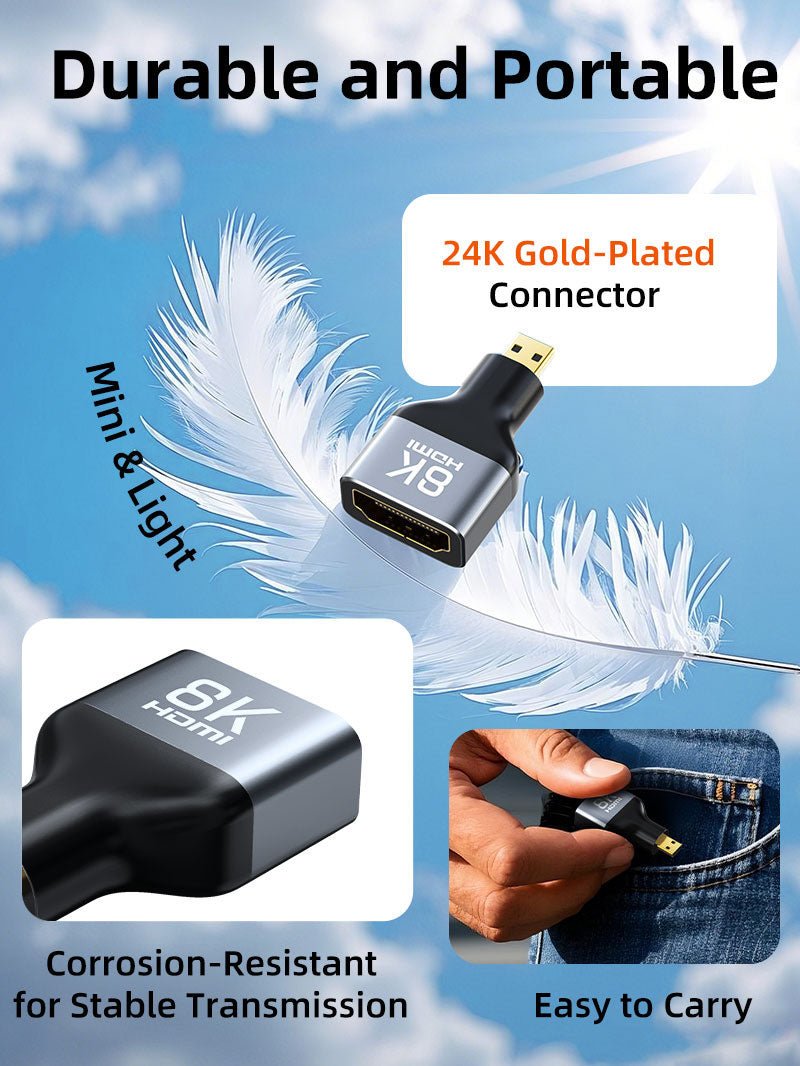 CABLETIME 8K@60Hz Bidirectional Micro HDMI to HDMI Adapter