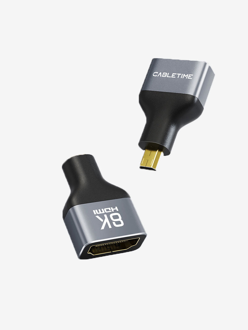 CABLETIME 8K@60Hz Bidirectional Micro HDMI to HDMI Adapter