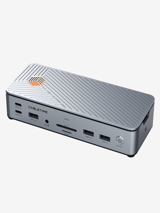 CABLETIME 15-in-1 Desktop Universal Type-C Docking Station with 3 Monitor Support