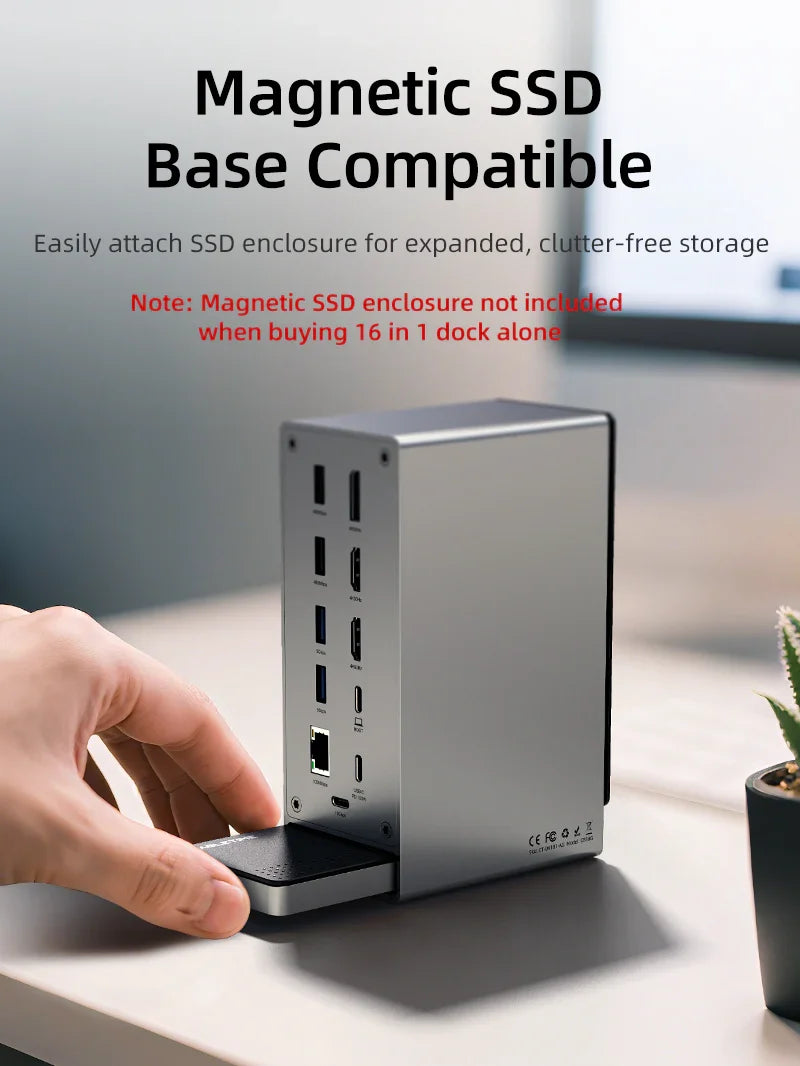 Cable Time Three Monitor 16-in-1 USB Type C Docking Station with SSD Enclosure | CT-DK181-AG