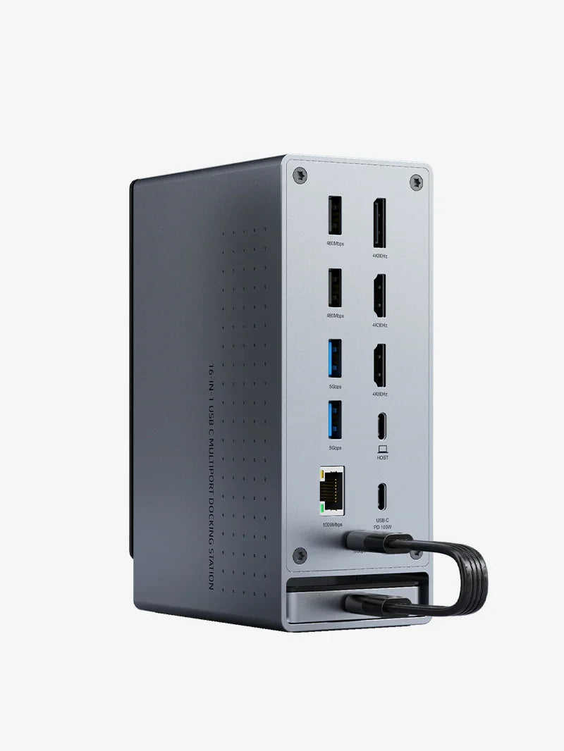Cable Time Three Monitor 16-in-1 USB Type C Docking Station with SSD Enclosure | CT-DK181-AG