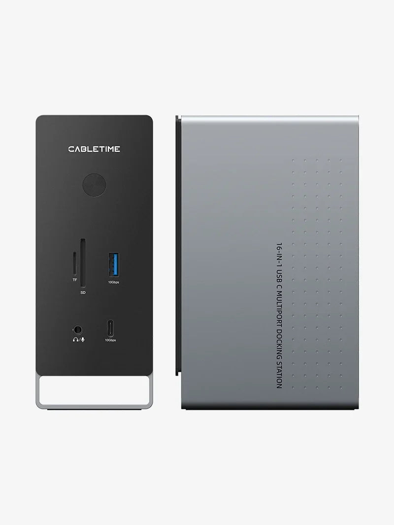 Cable Time Three Monitor 16-in-1 USB Type C Docking Station with SSD Enclosure | CT-DK181-AG