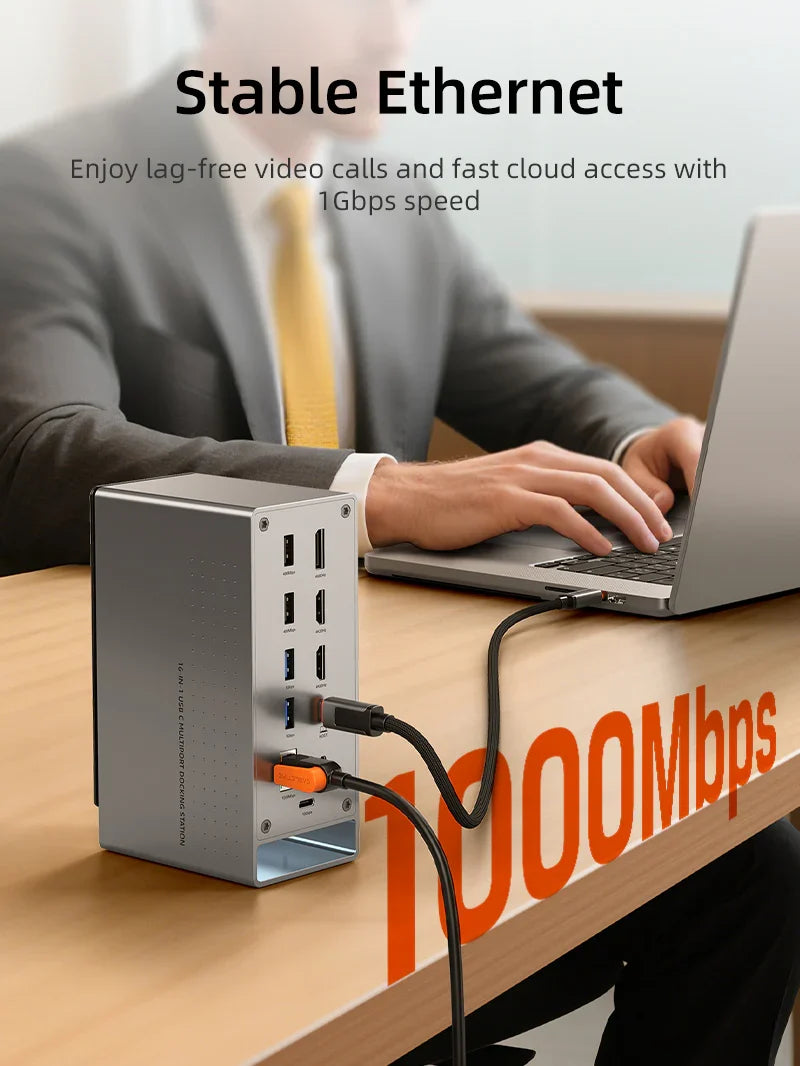 Cable Time Three Monitor 16-in-1 USB Type C Docking Station with SSD Enclosure | CT-DK181-AG
