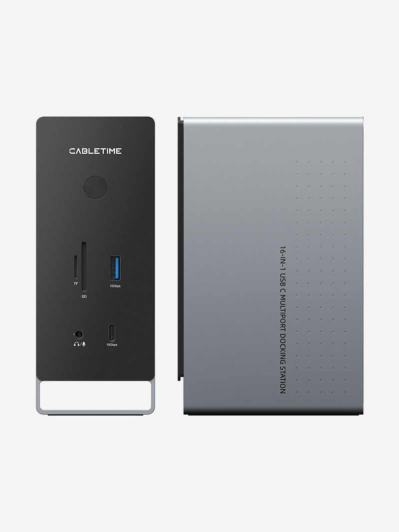 CABLETIME Three Monitor 16-in-1 USB Type-C Docking Station with SSD Enclosure