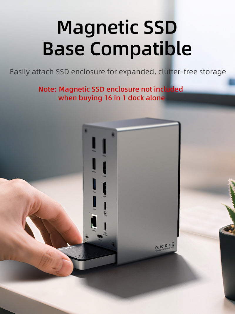 CABLETIME Three Monitor 16-in-1 USB Type-C Docking Station with SSD Enclosure