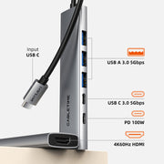 CABLETIME 6 IN 1 USB C Hub with HDMI and 100W Power Delivery for Macbook Pro Air