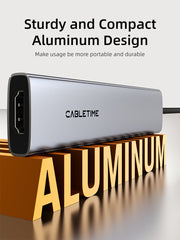 CABLETIME 6 IN 1 USB C Hub with HDMI and 100W Power Delivery for Macbook Pro Air