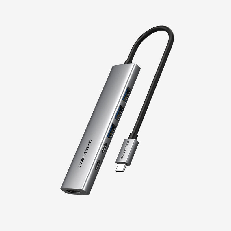 CABLETIME 6 IN 1 USB C Hub with HDMI and 100W Power Delivery for Macbook Pro Air