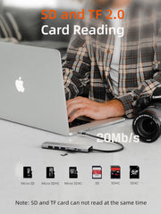 CABLETIME Ultra Slim Aluminum Multiport 7-in-1 USB-C Hub for MacBook Pro