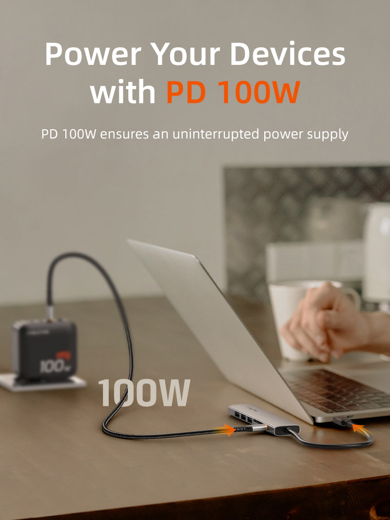 CABLETIME Ultra Slim Aluminum Multiport 7-in-1 USB-C Hub for MacBook Pro