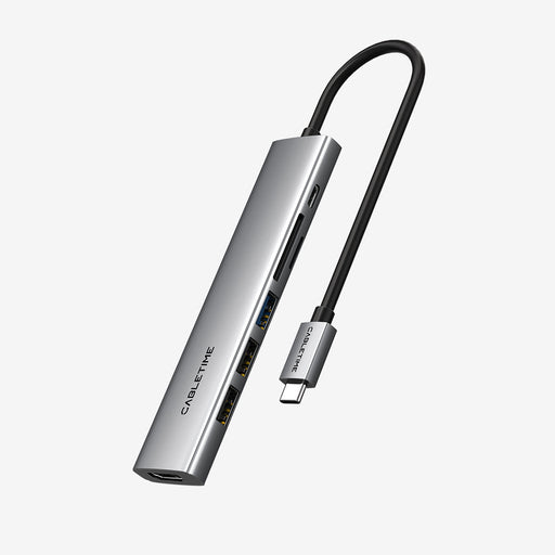 CABLETIME Ultra Slim Aluminum Multiport 7-in-1 USB-C Hub for MacBook Pro
