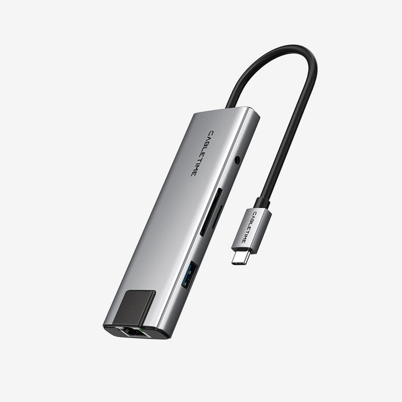 CABLETIME 9-in-1 USB-C Hub with 4K HDMI, Charging, Ethernet & Audio Jack