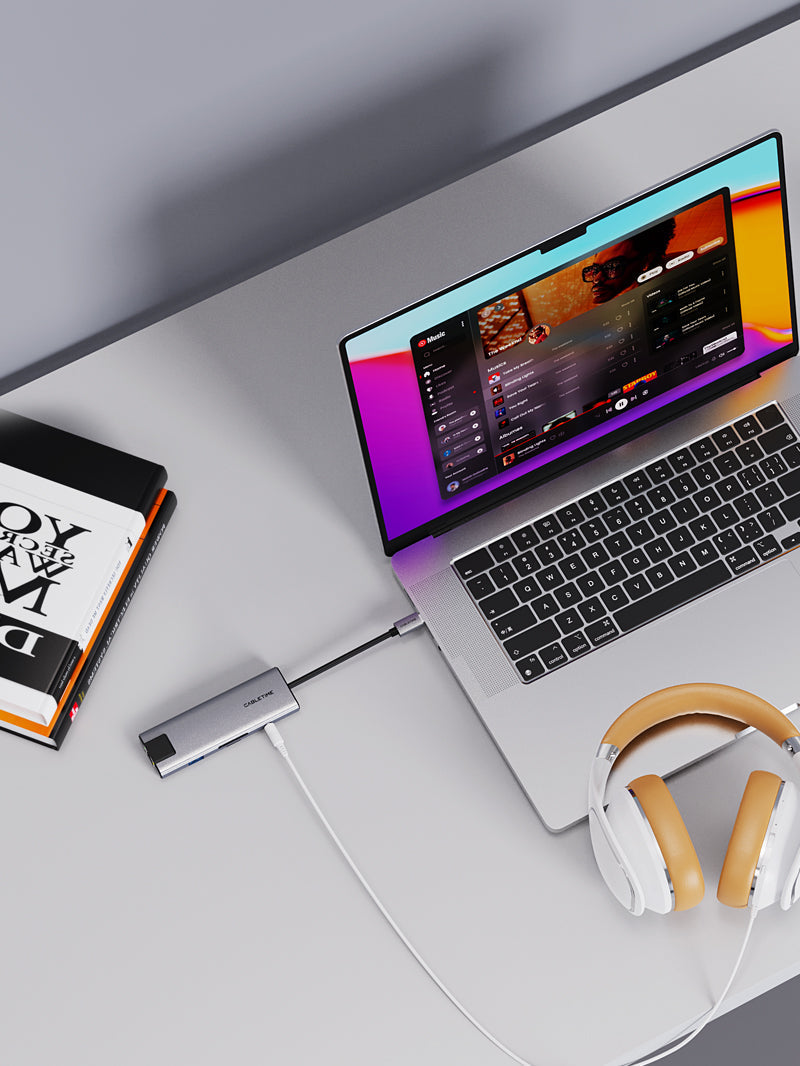 CABLETIME 9-in-1 USB-C Hub with 4K HDMI, Charging, Ethernet & Audio Jack