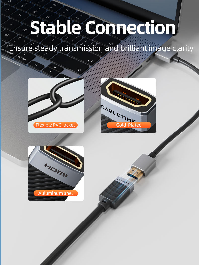 CABLETIME HDMI Female to Female Extension Cable 4K@60Hz, 0.5m