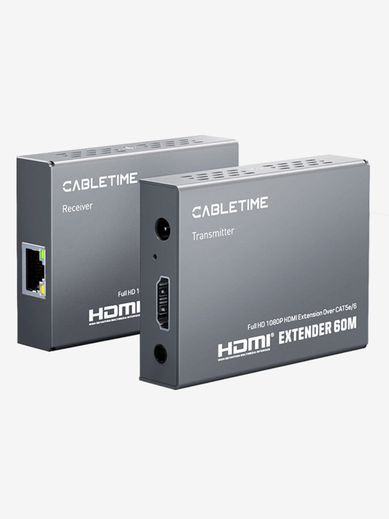 CABLETIME HDMI Extender over Cat5e/Cat6, 1080p@60Hz up to 60m, Loop-Out, IR & EDID