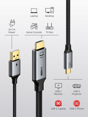 CABLETIME Active HDMI to USB-C Cable with USB Power, 4K 60Hz Unidirectional Adapter