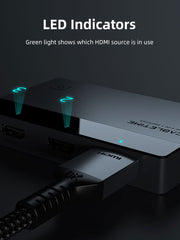 CABLETIME 3-Port HDMI Switch, 4K@60Hz, IR Remote + Manual Control