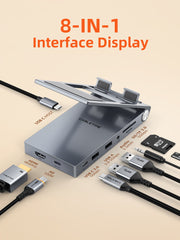 CABLETIME 8-in-1 USB-C Hub with Foldable Stand for iPad Pro / Android Tablet