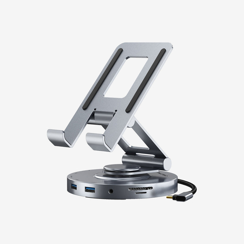 CABLETIME 8-in-1 Aluminum USB-C Hub Stand for iPad Pro Air