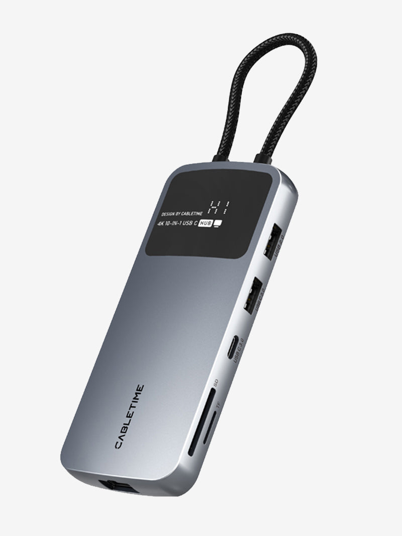 CABLETIME USB-C Dual HDMI 4K Docking Station with Ethernet and 100W PD