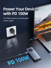 CABLETIME 12-in-1 USB-C Hub with 2 HDMI + 1 DisplayPort for Laptop