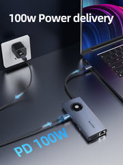 CABLETIME 10-in-1 Multi USB-C Hub Adapter 4K with VGA, HDMI & Ethernet