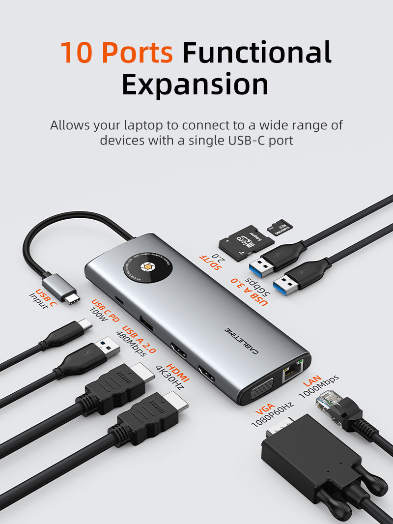 CABLETIME Triple Display USB-C Hub MST for MacBook Pro