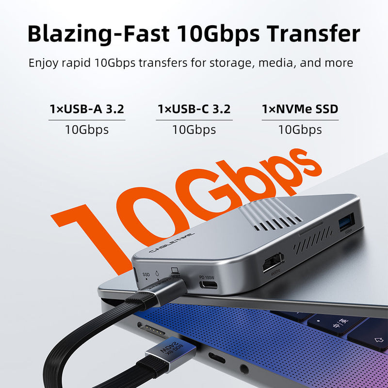 CABLETIME 7-in-1 Magnetic USB-C Hub with NVMe SSD Enclosure