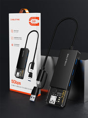 CABLETIME USB-C to 4-Port USB-A 3.0 Hub 5Gbps with USB-A Adapter