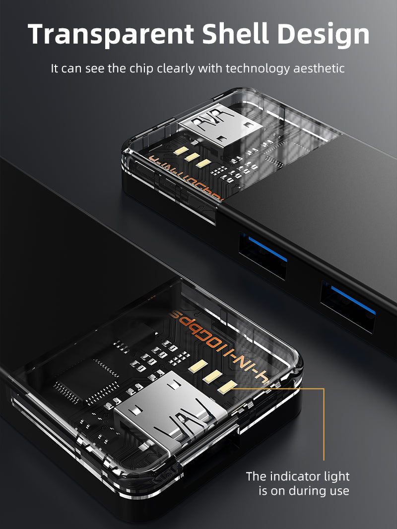 CABLETIME 10Gbps USB A 3.2 Hub USB-A / USB-C to 4-Port USB-A Hub for Laptop