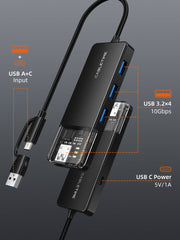 CABLETIME 10Gbps USB A 3.2 Hub USB-A / USB-C to 4-Port USB-A Hub for Laptop