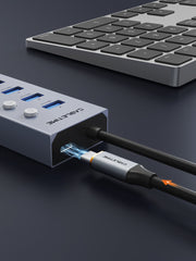 CABLETIME 7 Port Powered USB 3.0 Hub Splitter with Long Cable for Laptop PC