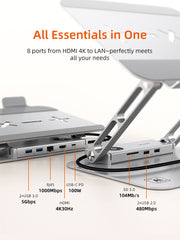 CABLETIME Laptop Docking Station Stand 8-in-1 for MacBook
