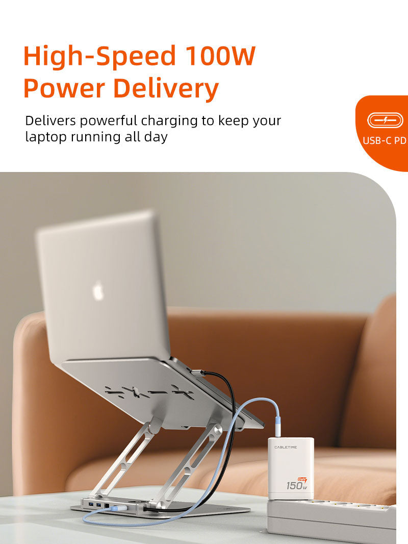 CABLETIME Laptop Docking Station Stand 8-in-1 for MacBook